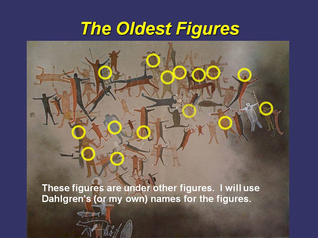 The circles mark the figures I consider to be older.  They are scarecrows, cardons, polka dots, and some eccentrics.