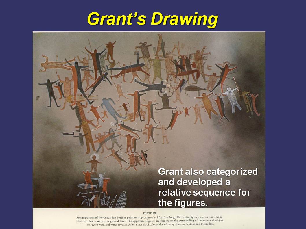 Grant' drawing is very good, but of course he did not have the advantage of DStretch.  I will use it as an index in later slides to show photo locations.