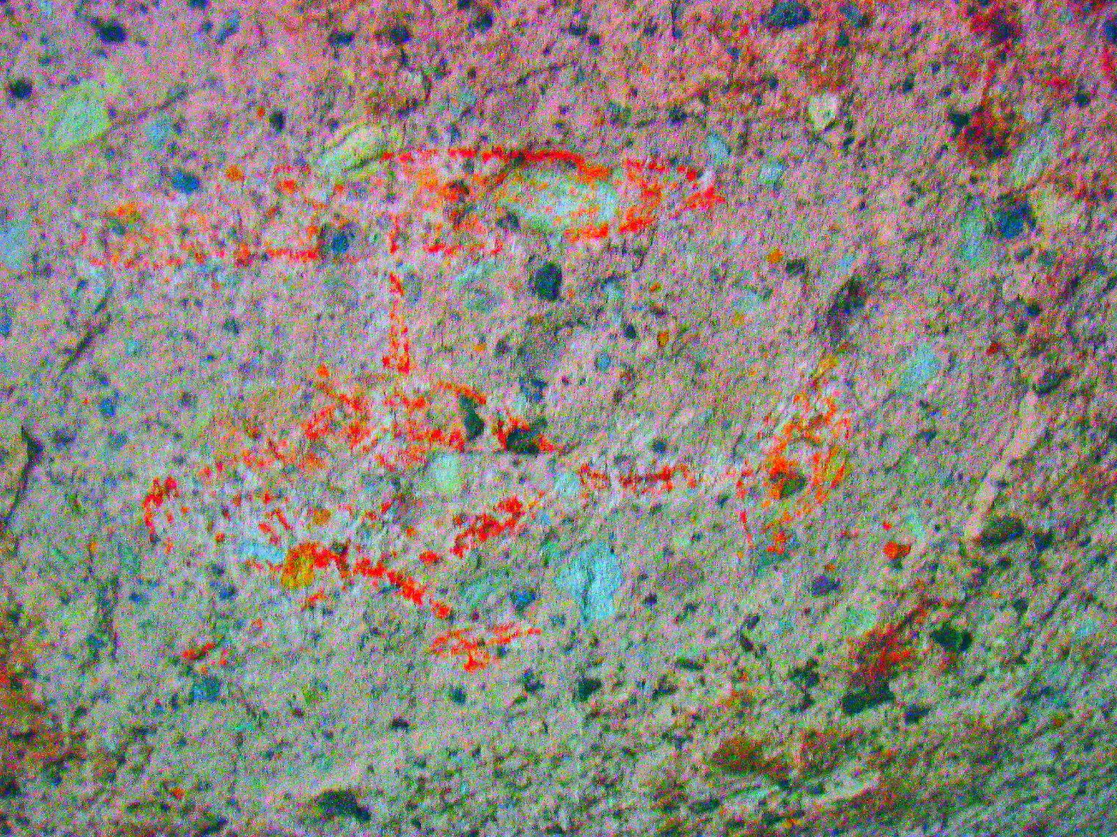 Colorspace YCbCr. Its a helicopter. I would never condone graffitti, but it is amusing to anyone who knows the story of Earl Stanley Gardner's 'discovery' of Cueva Pintada. In fact I have learned that this graffiti was probably made by the Gardner Expedition in the 1960's and was erased by a concerned rock art specialist in 1969. Last slide.